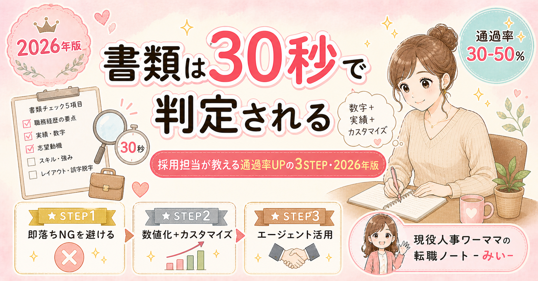 書類選考通過率を上げる方法｜採用担当が落とす理由を3STEPで解説【2026年版】